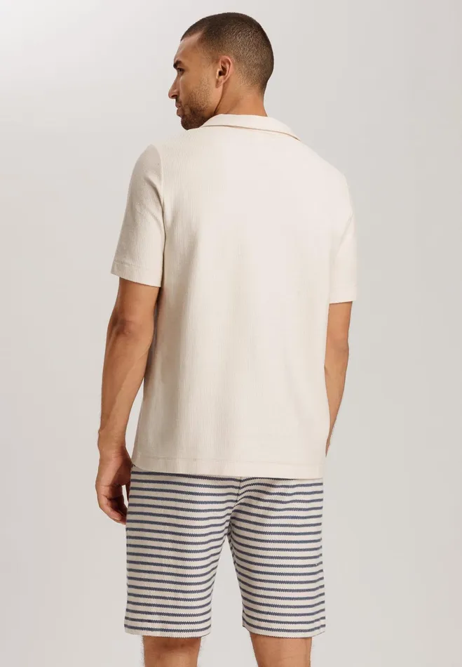 Collared Organic Cotton Top Warm Sand Men HANRO Tops and Tees