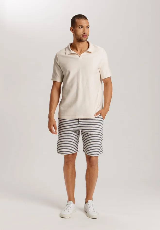 Collared Organic Cotton Top Warm Sand Men HANRO Tops and Tees