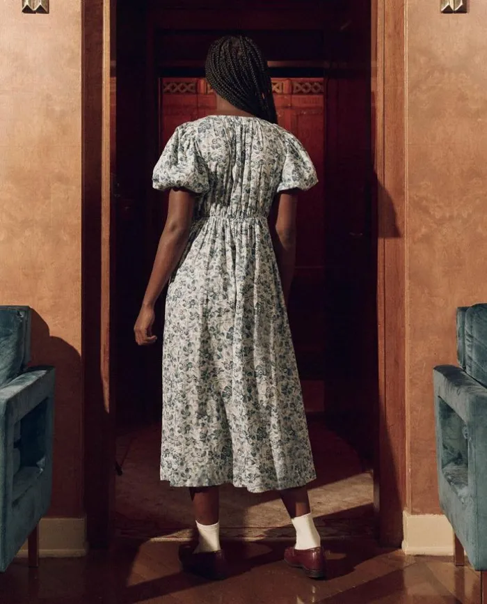 Collection The Great The Gallery Dress Light Sky Pressed Floral Print