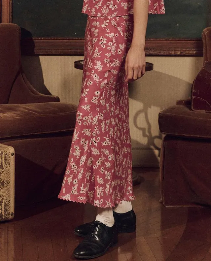 Collection The Great The Seabank Skirt Aubergine Field Bloom Print