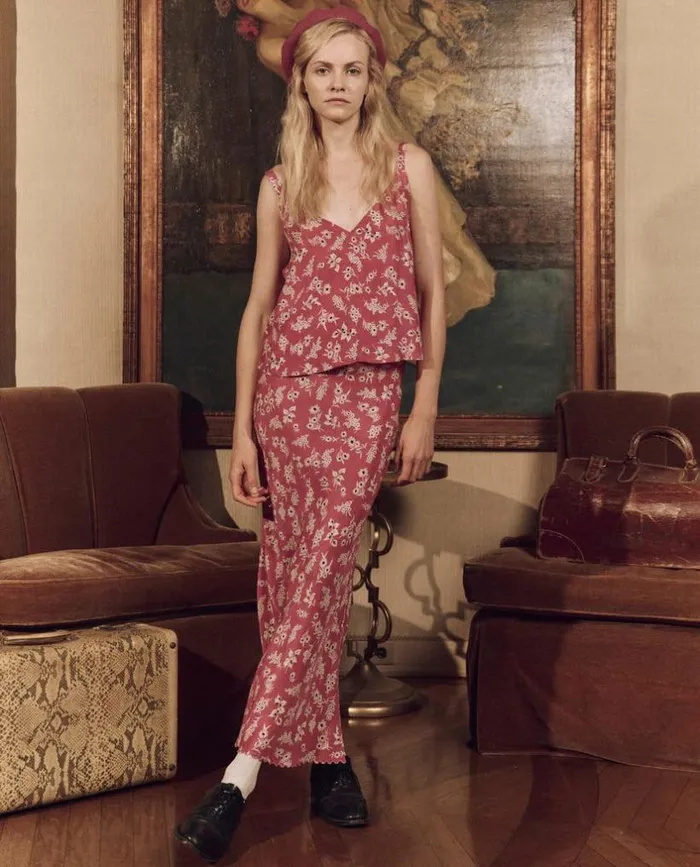 Collection The Great The Seabank Skirt Aubergine Field Bloom Print