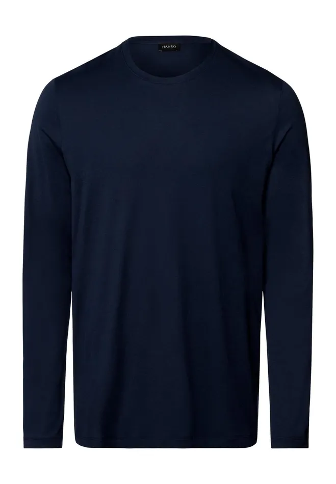 Cotton Crew Neck Top Deep Navy Men HANRO Pajama Tops