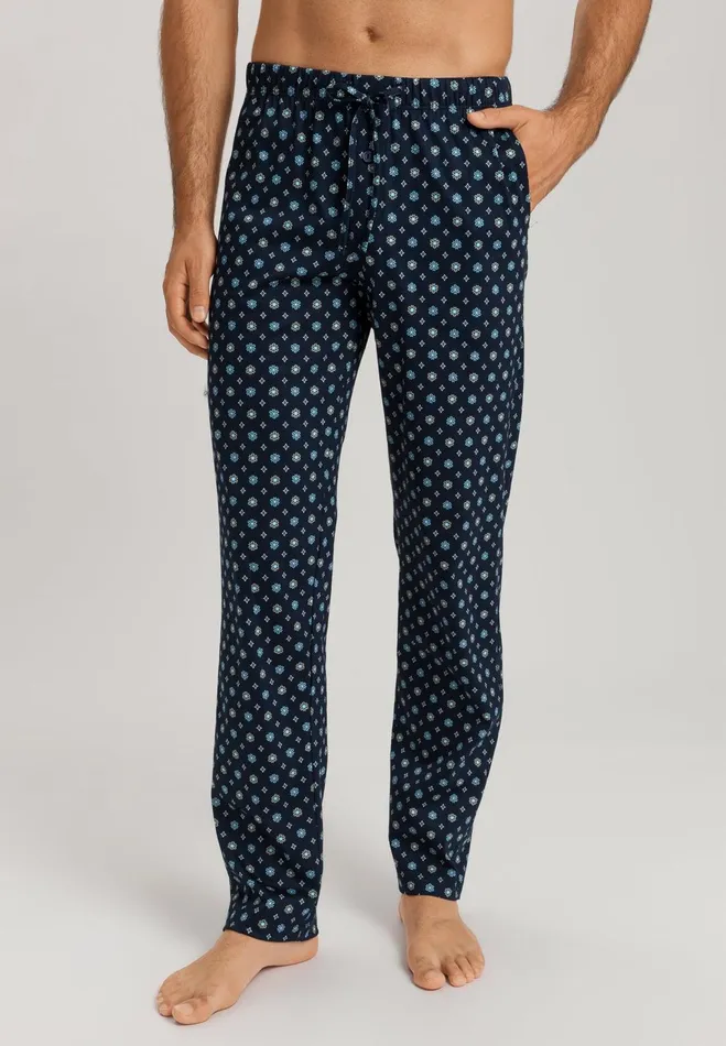 Cotton Drawstring Pajama Pants Blackperiwinkle Men HANRO Pajama Sets