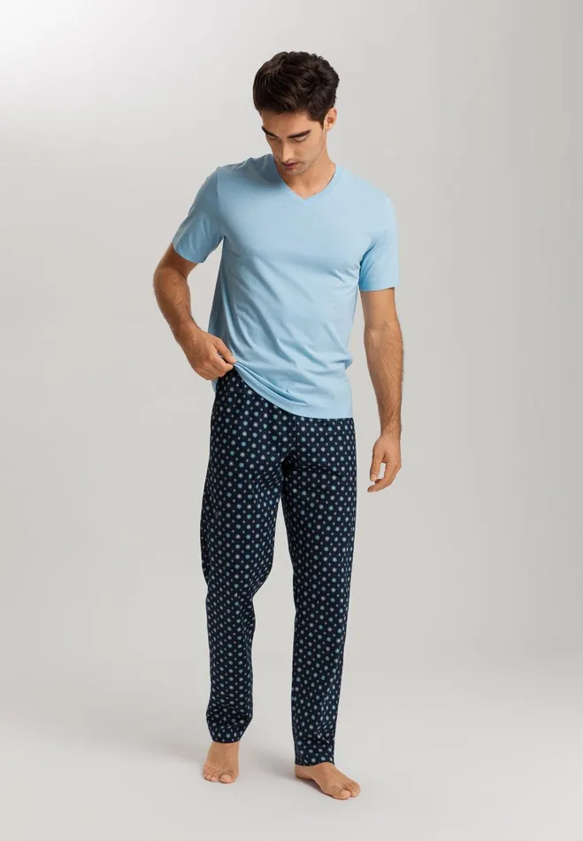Cotton Drawstring Pajama Pants Blackperiwinkle Men HANRO Pajama Sets