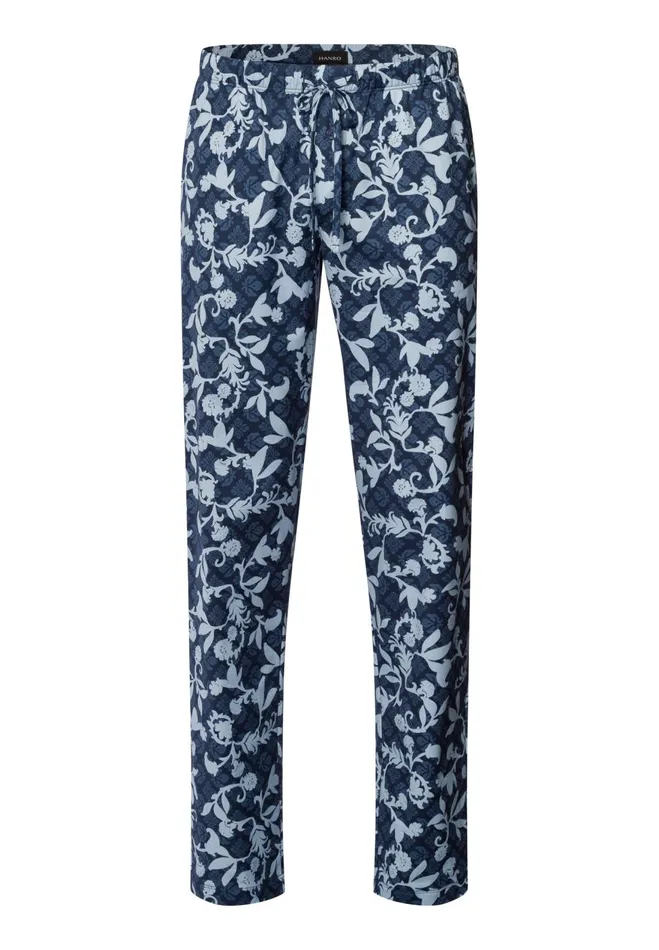 Cotton Drawstring Pajama Pants Night Blue Tiles Men HANRO Pajama Bottoms