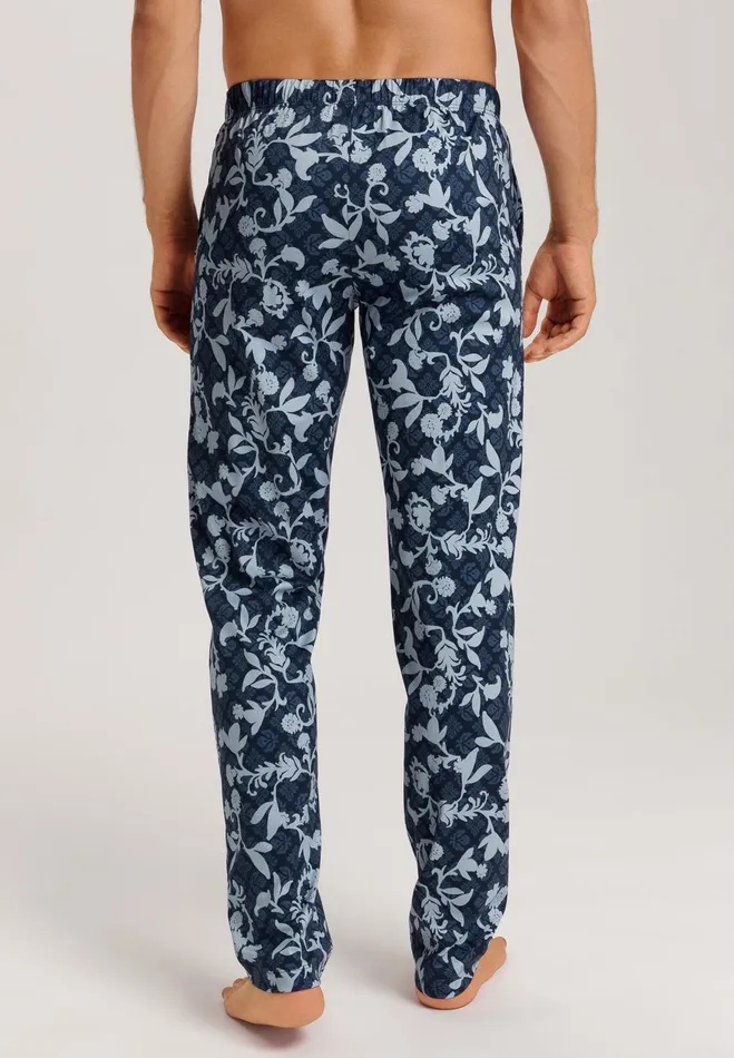 Cotton Drawstring Pajama Pants Night Blue Tiles Men HANRO Pajama Bottoms