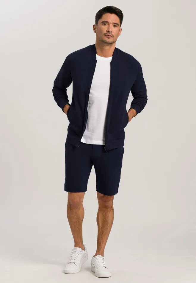 Cotton Drawstring Shorts Black Iris Men HANRO Bottoms