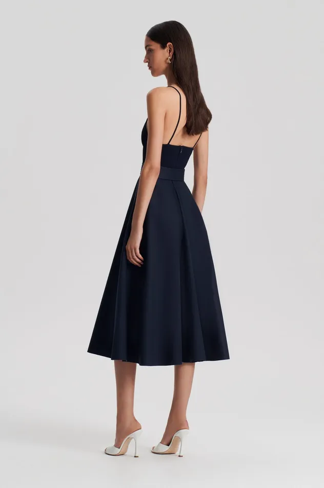 CREPE KNIT CAMISOLE COTTON DRESS NAVY Women Dresses Scanlan Theodore CREPE KNIT CAMISOLE COTTON DRESS NAVY Women Dresses Scanlan Theodore