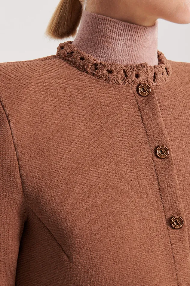 CREPE KNIT DAISY CROP JACKET SPICE Jackets Scanlan Theodore Women CREPE KNIT DAISY CROP JACKET SPICE Jackets Scanlan Theodore Women