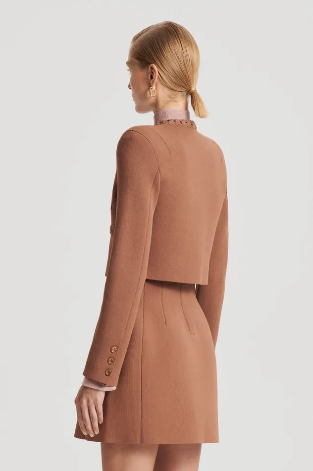 CREPE KNIT DAISY CROP JACKET SPICE Jackets Scanlan Theodore Women CREPE KNIT DAISY CROP JACKET SPICE Jackets Scanlan Theodore Women