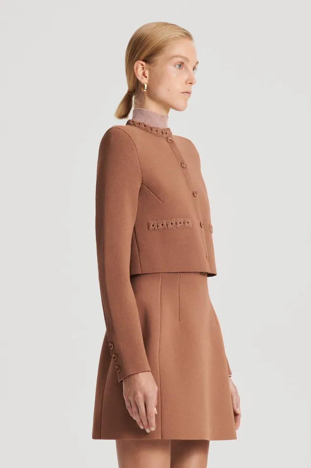 CREPE KNIT DAISY CROP JACKET SPICE Jackets Scanlan Theodore Women CREPE KNIT DAISY CROP JACKET SPICE Jackets Scanlan Theodore Women