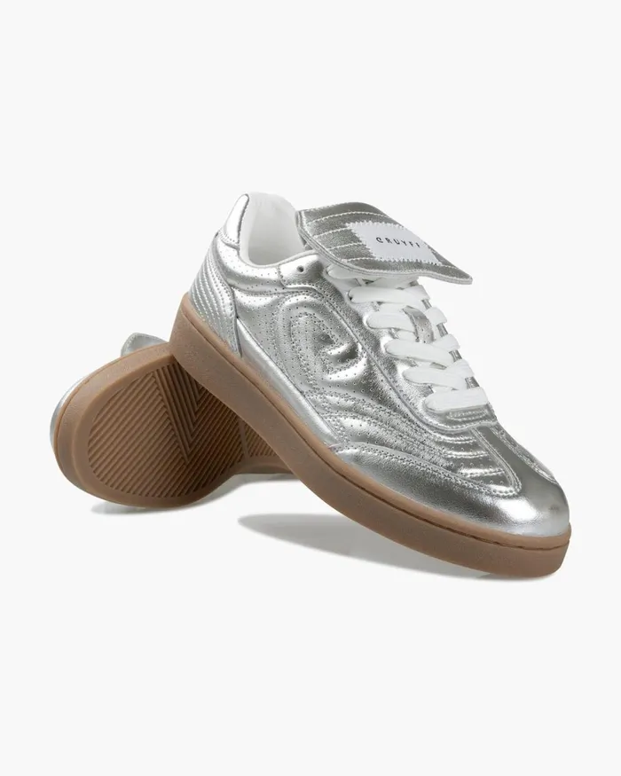 Cruyff Calcio Cup 8211 Metallic Leather Silver Women Sneakers