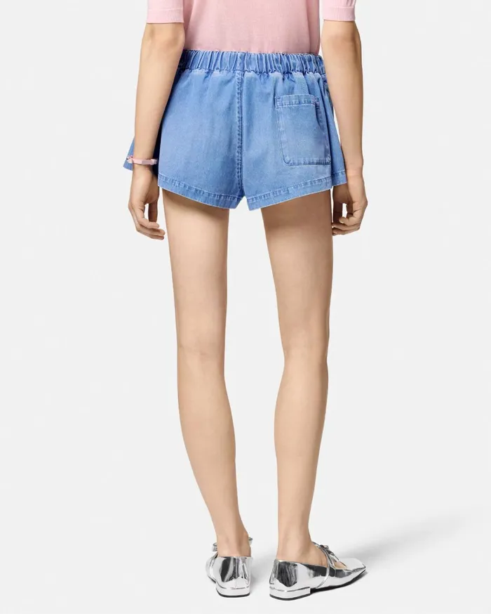 Denim Women Versace Denim Boxer Shorts Blue