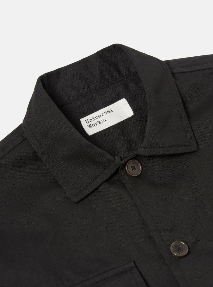 Dockside Overshirt In Black Twill Men Universal Works Cotton Twill