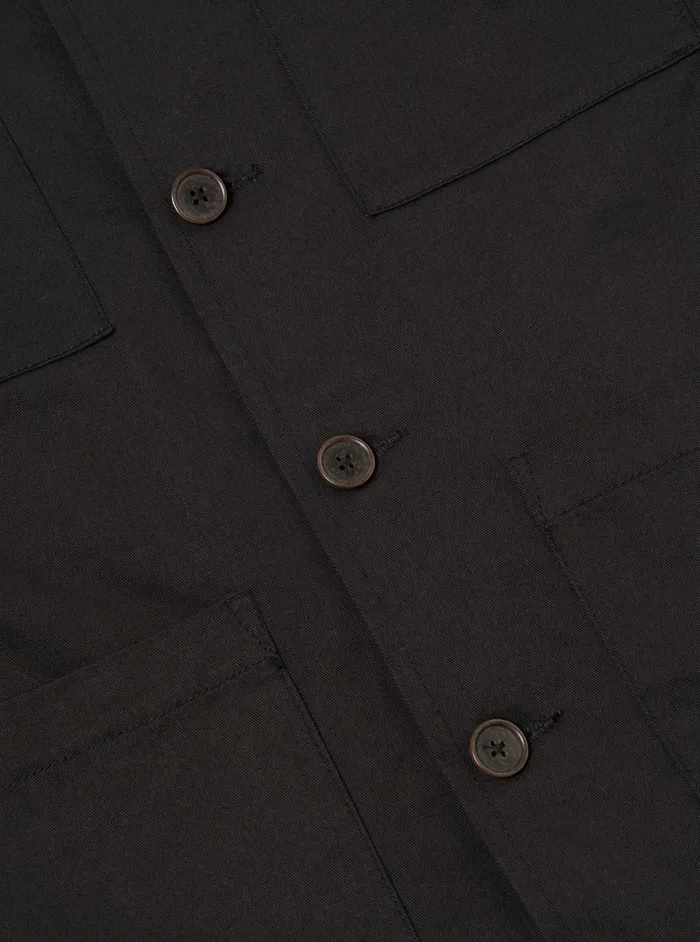 Dockside Overshirt In Black Twill Men Universal Works Cotton Twill