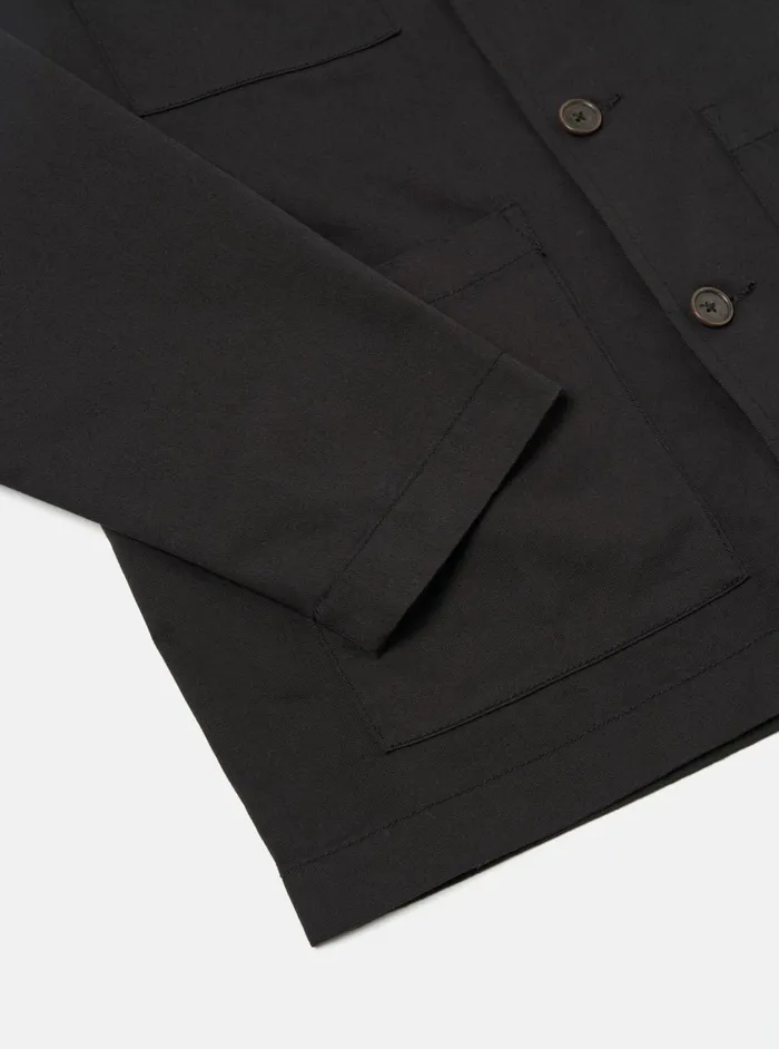 Dockside Overshirt In Black Twill Men Universal Works Cotton Twill