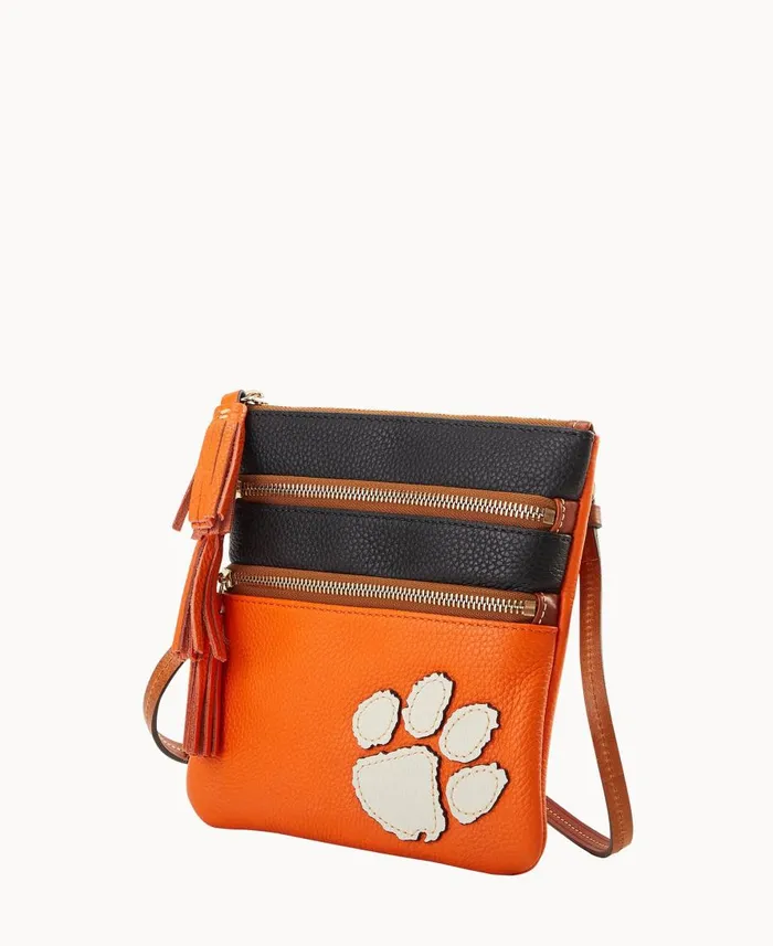 Dooney and Bourke Crossbodies Collegiate Clemson Triple Zip Crossbody Clemson 8211 WomenMen