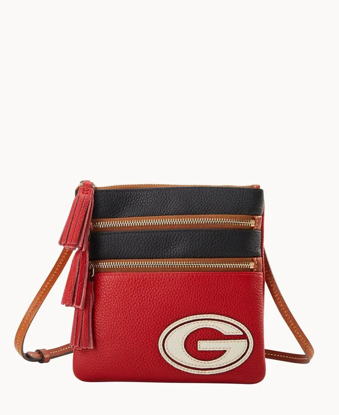 Dooney and Bourke Crossbodies Collegiate University Of Georgia Triple Zip Crossbody University Of Georgia 8211 WomenMen