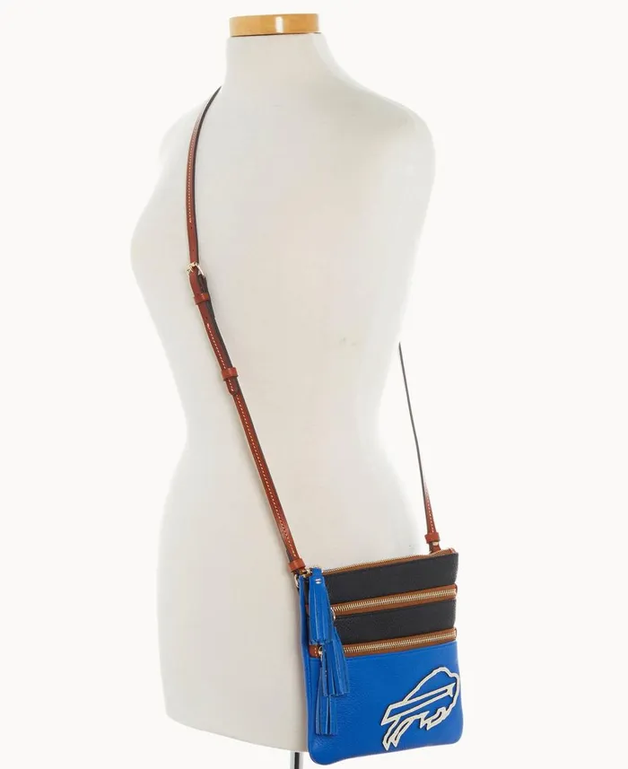 Dooney and Bourke Crossbodies NFL Bills Triple Zip Crossbody Bills 8211 WomenMen Dooney and Bourke Crossbodies NFL Bills Triple Zip Crossbody Bills 8211 WomenMen