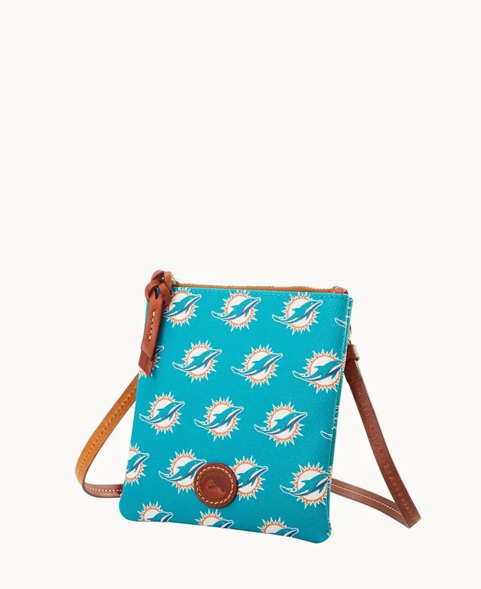 Dooney and Bourke Crossbodies NFL Dolphins Small North South Top Zip Crossbody Dolphins 8211 WomenMen