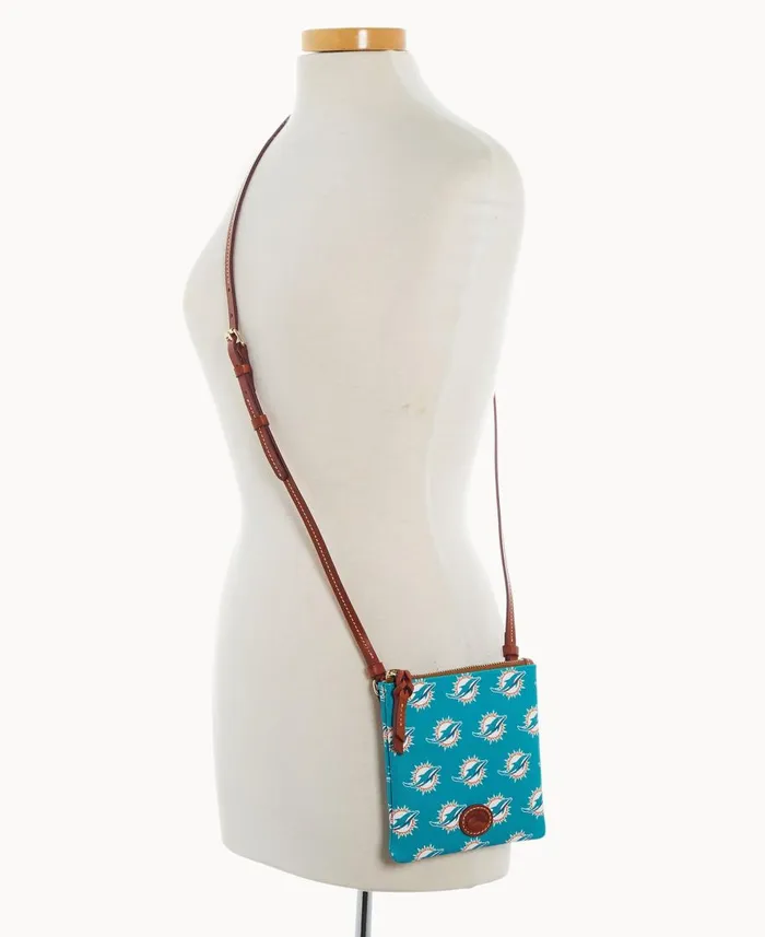 Dooney and Bourke Crossbodies NFL Dolphins Small North South Top Zip Crossbody Dolphins 8211 WomenMen