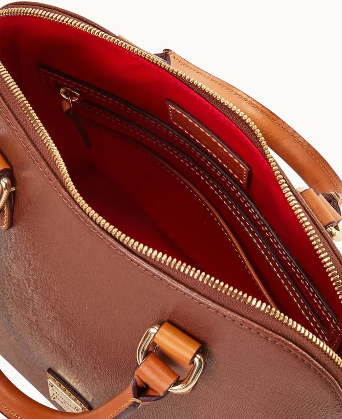 Dooney and Bourke Crossbodies Saffiano Domed Satchel Amber 8211 WomenMen
