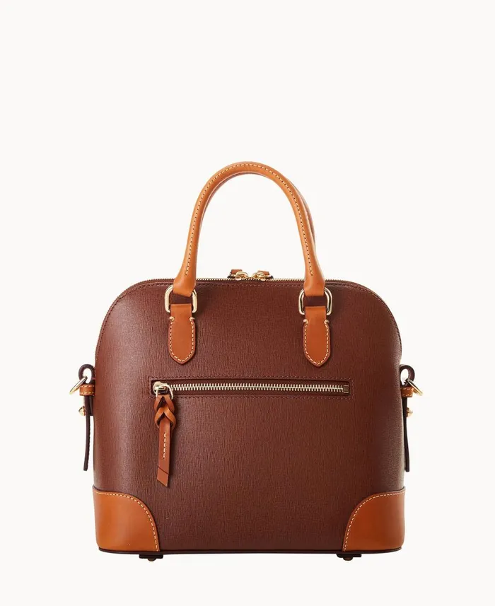 Dooney and Bourke Crossbodies Saffiano Domed Satchel Amber 8211 WomenMen