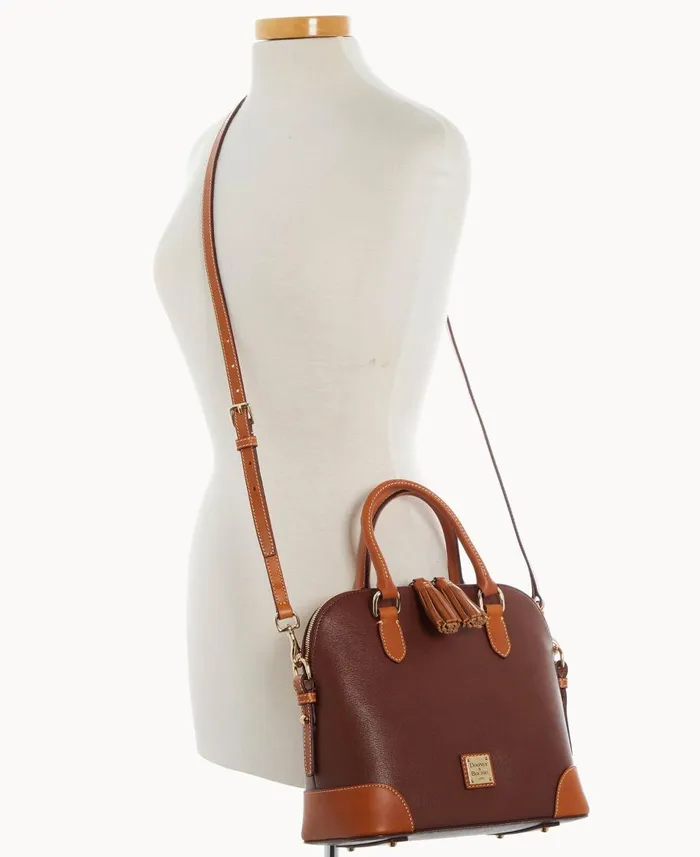 Dooney and Bourke Crossbodies Saffiano Domed Satchel Amber 8211 WomenMen