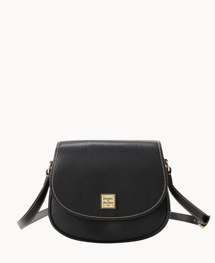 Dooney and Bourke Crossbodies Saffiano Saddle Bag Black 8211 WomenMen