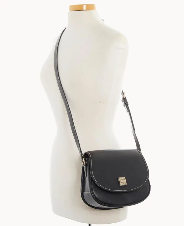 Dooney and Bourke Crossbodies Saffiano Saddle Bag Black 8211 WomenMen