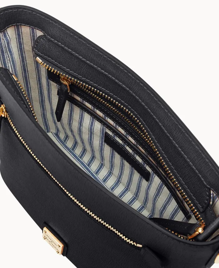 Dooney and Bourke Crossbodies Saffiano Zip Crossbody Black 8211 WomenMen