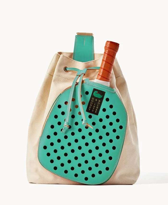 Dooney and Bourke Shoulder Bags Canvas Pickleball Sling Natural Aqua 8211 WomenMen Dooney and Bourke Shoulder Bags Canvas Pickleball Sling Natural Aqua 8211 WomenMen