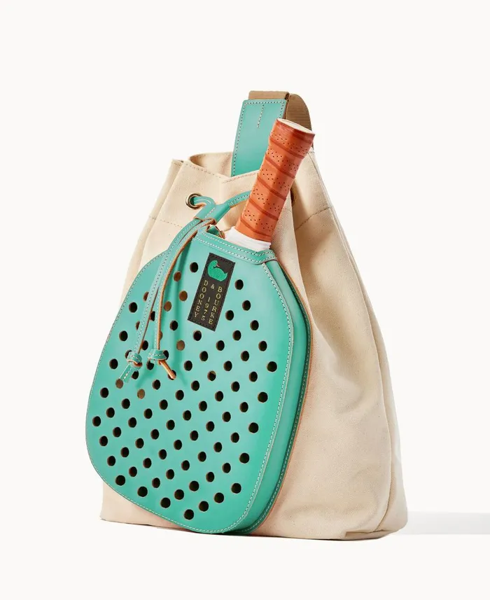 Dooney and Bourke Shoulder Bags Canvas Pickleball Sling Natural Aqua 8211 WomenMen Dooney and Bourke Shoulder Bags Canvas Pickleball Sling Natural Aqua 8211 WomenMen