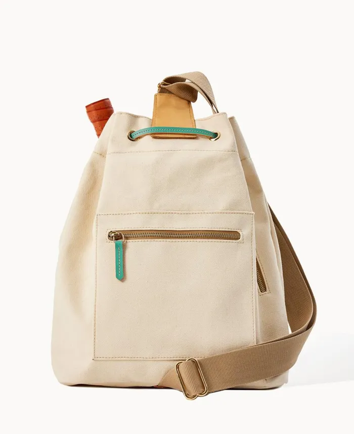 Dooney and Bourke Shoulder Bags Canvas Pickleball Sling Natural Aqua 8211 WomenMen Dooney and Bourke Shoulder Bags Canvas Pickleball Sling Natural Aqua 8211 WomenMen