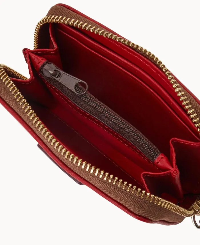 Dooney and Bourke Wallets Florentine Large Zip Around Credit Card Case Red 8211 WomenMen
