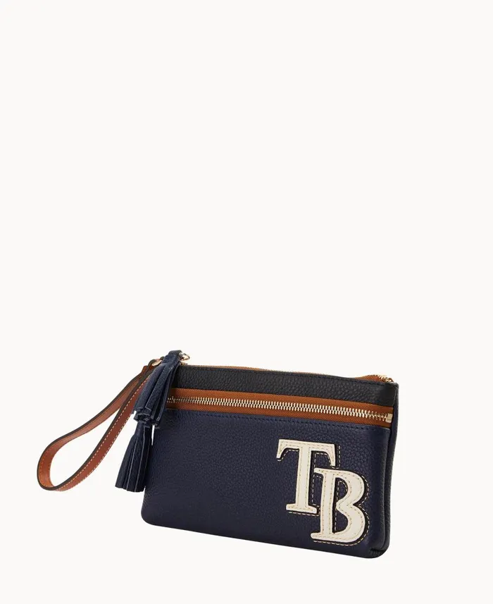 Dooney and Bourke Wallets MLB Rays Double Zip Wristlet Rays 8211 WomenMen