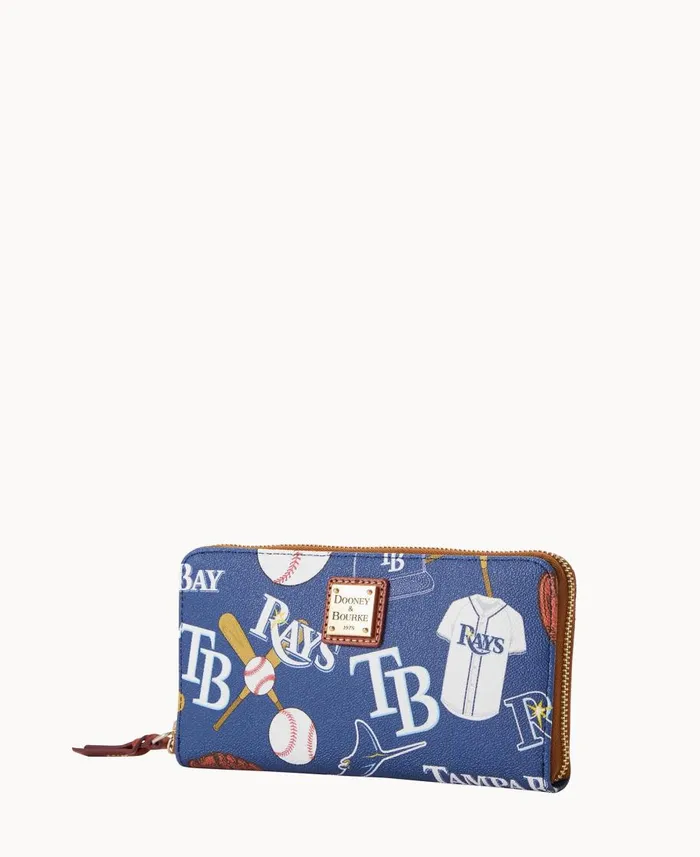Dooney and Bourke Wallets MLB Rays Large Zip Around Wristlet Rays 8211 WomenMen