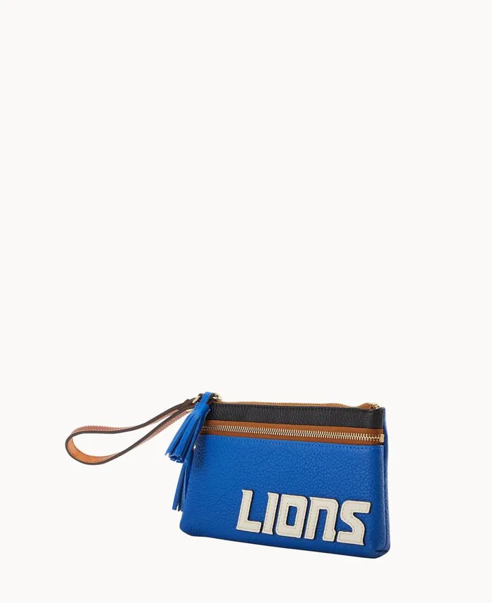 Dooney and Bourke Wallets NFL Lions Double Zip Wristlet Lions 8211 WomenMen