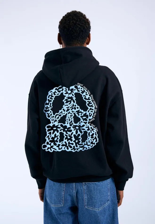 Dr Denim Sweatshirts and Hoodies Men Damien Hoodie 8211 Black DD Peace Black Dd Peace