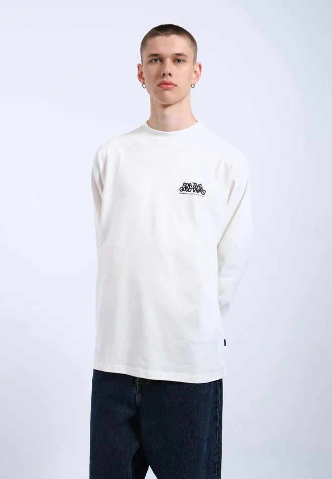 Dr Denim Tees and Longsleeves Men Reno Long Sleeve 8211 Off White Flower Times Off White Flower Times