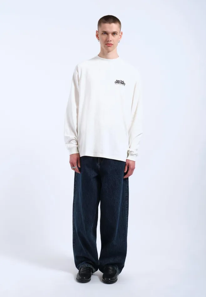 Dr Denim Tees and Longsleeves Men Reno Long Sleeve 8211 Off White Flower Times Off White Flower Times