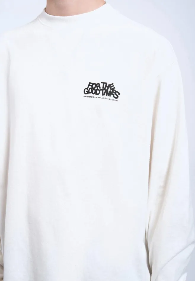 Dr Denim Tees and Longsleeves Men Reno Long Sleeve 8211 Off White Flower Times Off White Flower Times