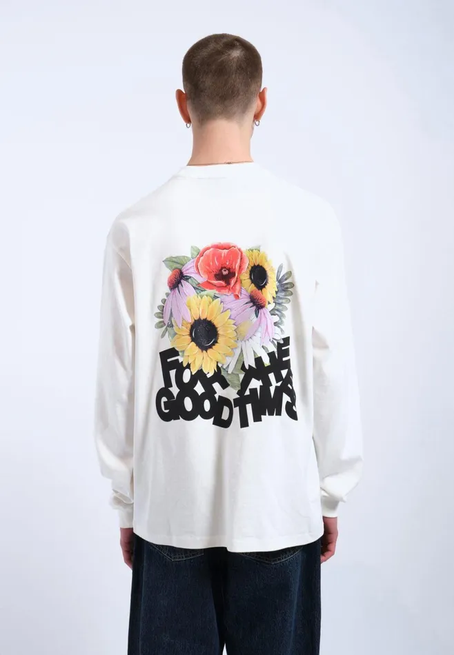Dr Denim Tees and Longsleeves Men Reno Long Sleeve 8211 Off White Flower Times Off White Flower Times