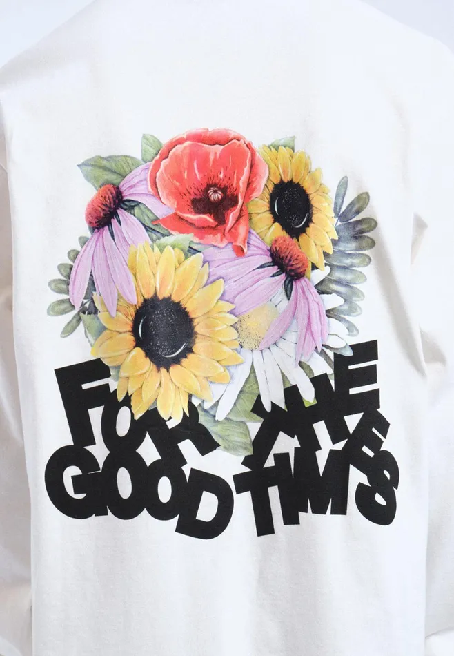 Dr Denim Tees and Longsleeves Men Reno Long Sleeve 8211 Off White Flower Times Off White Flower Times
