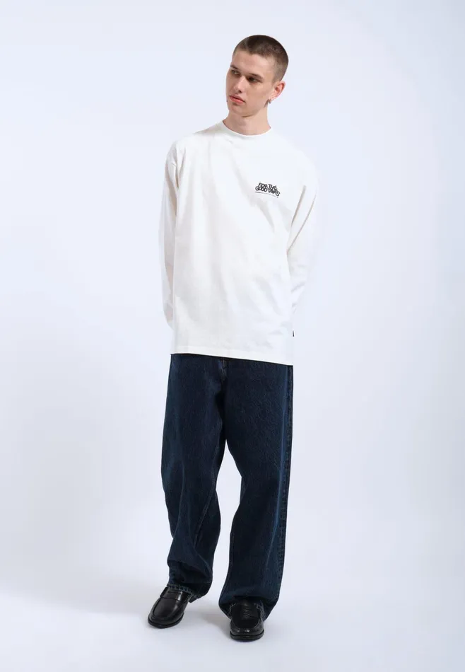 Dr Denim Tees and Longsleeves Men Reno Long Sleeve 8211 Off White Flower Times Off White Flower Times