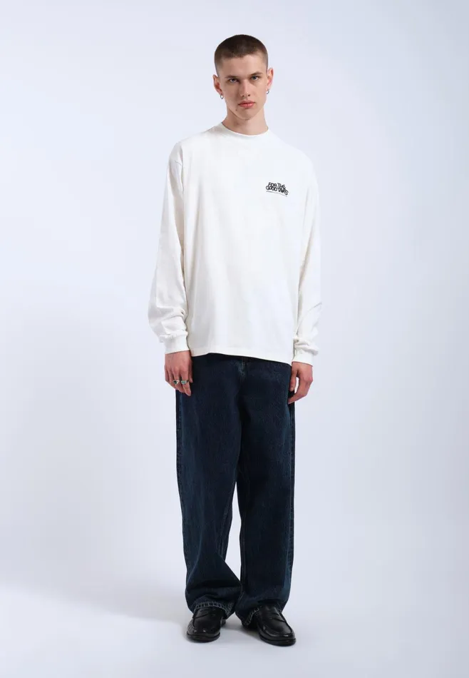 Dr Denim Tees and Longsleeves Men Reno Long Sleeve 8211 Off White Flower Times Off White Flower Times