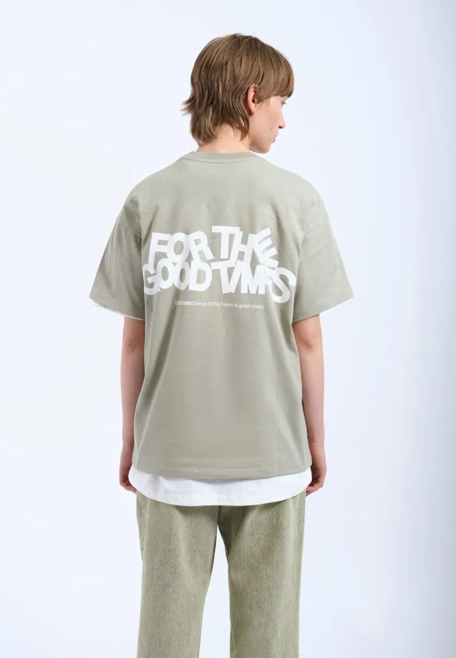 Dr Denim Tees and Longsleeves Men Trooper Tee 8211 Seagrass The Good Times Seagrass The Good Times