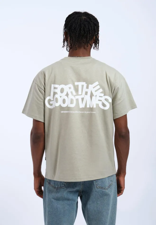 Dr Denim Tees and Longsleeves Men Trooper Tee 8211 Seagrass The Good Times Seagrass The Good Times