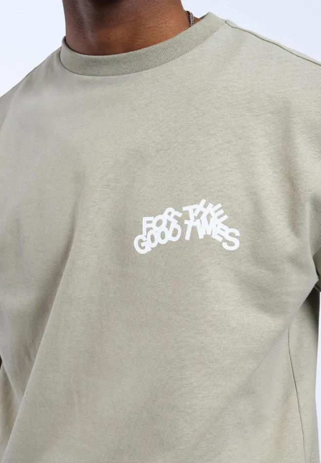 Dr Denim Tees and Longsleeves Men Trooper Tee 8211 Seagrass The Good Times Seagrass The Good Times