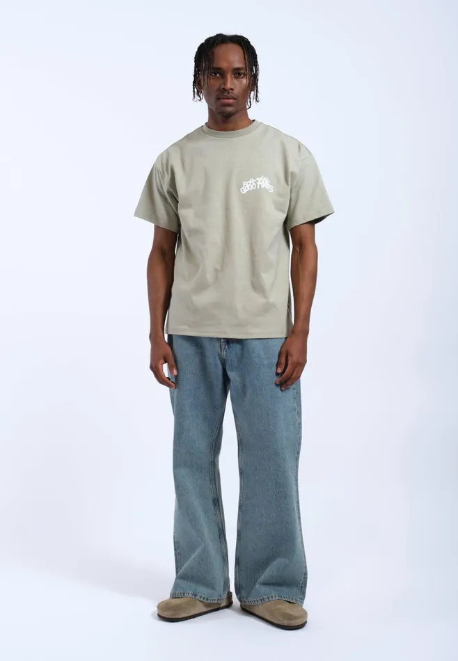 Dr Denim Tees and Longsleeves Men Trooper Tee 8211 Seagrass The Good Times Seagrass The Good Times
